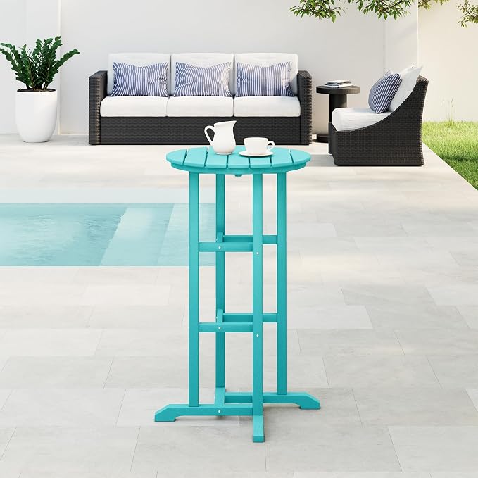 WestinTrends Malibu 42" Counter Height Round Outdoor Patio Bistro Bar Table, Turquoise