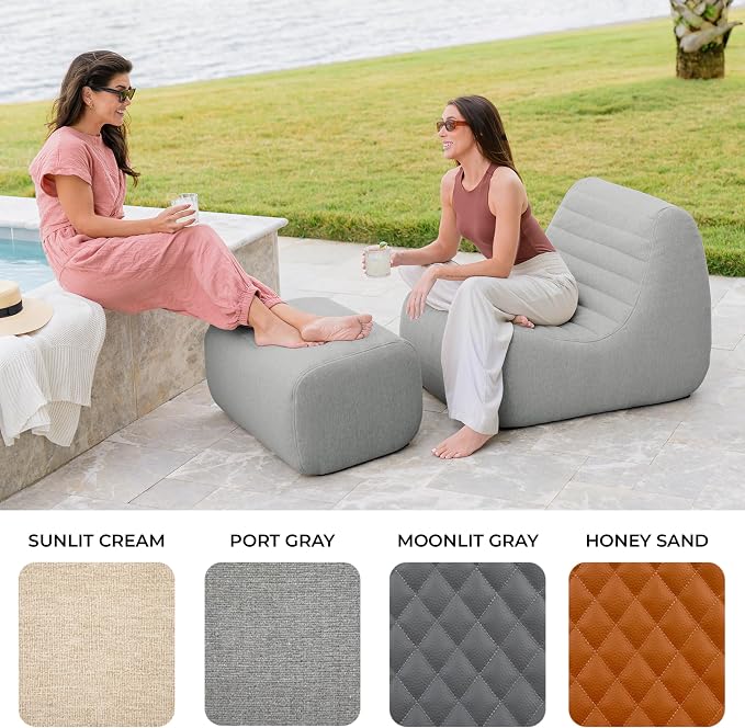 Big Joe Solvana Outdoor Sectional, 4 Piece Patio Furniture Set, Performance Linen Weather-Resistant Fabric Sofa, Port Gray