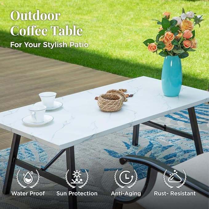 MIXPATIO Patio Furniture Set 6 pcs, Outdoor Patio Furniture, 1 X 3-Seat Sofa, 2 X Single Chairs, 2 X Swivel Chairs, 1 X Coffee Table and 5.75" Extra Thick Cushion, Patio Conversation Set,Beige