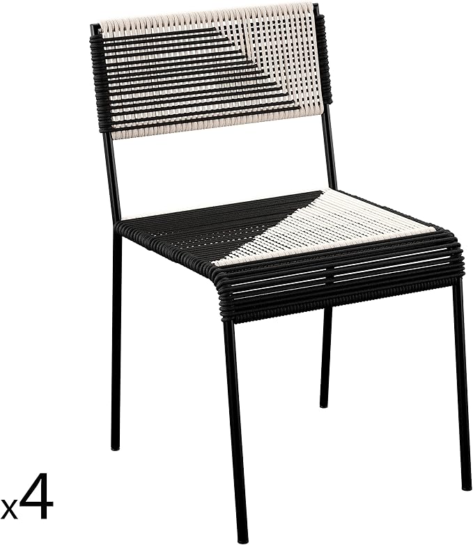 SEI Outdoor Patio Furniture - Watkindale Outdoor Bistro Table & 4 Chairs - Transitional Design White Rattan - Ideal for Patio, Backyard (OD117245)