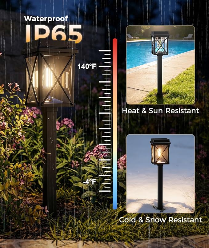 XMCOSY+ Solar Lights Outdoor Waterproof, 6 Pack Solar Pathway Lights | 20-50LM adjustable brightness, 3-in-1 landscape light for yard, backyard, driveway, landscape, path (warm/cool white)