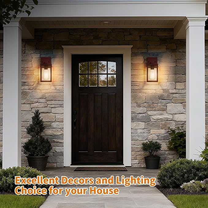 2 Pack Oil Rubbed Bronze Exterior Lighting Fixtures Wall Mount, Outside Front Porch Lights for House, Outdoor Lantern Lamp, Waterproof Wall Sconce Lights, Coach Light for Garage Entryway