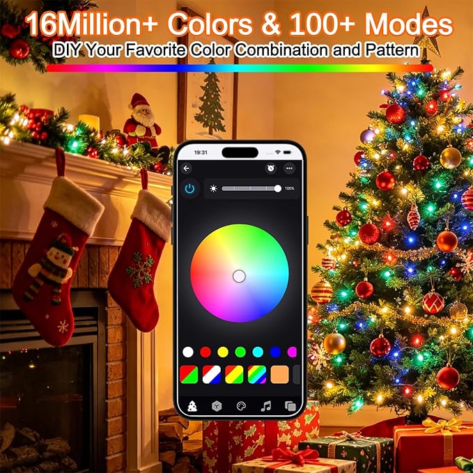 HOME LIGHTING Smart Color Changing Halloween Lights, 66FT 200 LED RGB String Lights with Remote & App Controlled, Music Sync Multiple Modes, Waterproof Indoor Outdoor Holiday Xmas Tree Party Decor