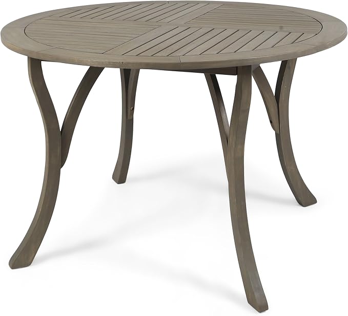Christopher Knight Home Adn Outdoor 47" Round Acacia Wood Dining Table, Grey