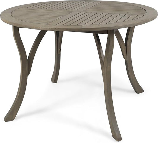 Christopher Knight Home Adn Outdoor 47" Round Acacia Wood Dining Table, Grey