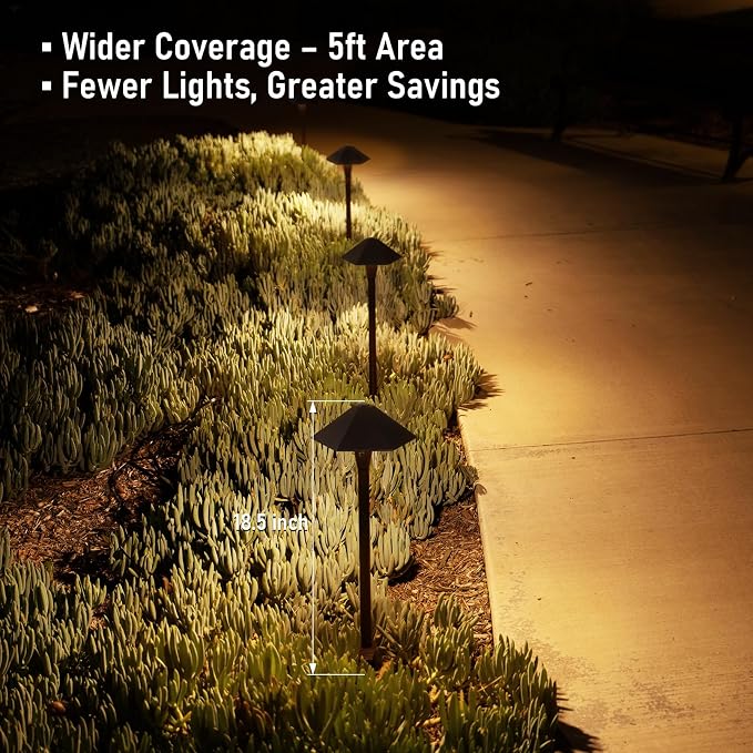 LEONLITE 6-Pack 5CCT Low Voltage LED Pathway Lights, Hexagon Head | 12-24V AC/DC, IP65, Landscape Path Lights, for Walkway Yard Garden, 1800/2700/3000/4000/5000K, Oil Rubbed Bronze, Aluminum