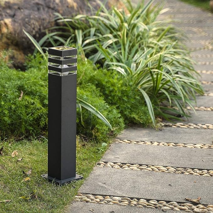 Pathway Lights Post Lights IP55 Waterproof Outdoor Lamp Post Lawn Light Floor Lamp E26 Lampholder Hardwired Suitable for 12V / 24V / 120V Voltage（23.5in, Black）