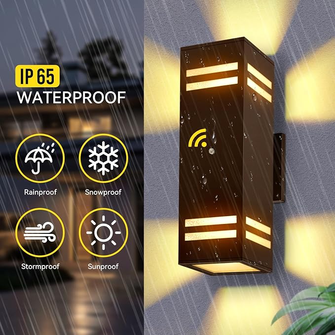 Bronze Dusk to Dawn Outdoor Lights, Exterior Lighting Fixtures | Modern 2 Pack Up Down Lights Outdoo,Wall Light Wtih LED Bulbs, IP65 Waterproof Outside Lights for House for Porch, Garage
