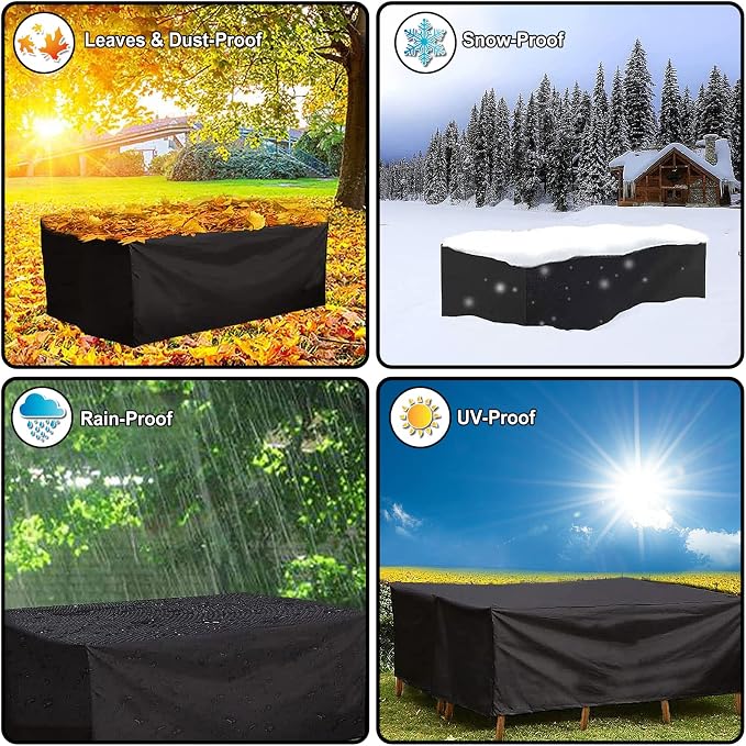 Patio Furniture Covers Waterproof, Outdoor Furniture Covers Rip-proof for Patio Furniture Set Table and Chairs, Windproof UV and Fade Resistant Outdoor Sectional Cover 74"L X 47"W X 28"H