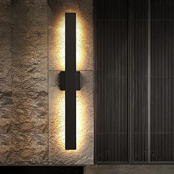 Black Long Outdoor Wall Lights Modern Exterior Lighting Fixtures 31.5 Inch Outdoor Wall Sconce LED 3000K IP65 Waterproof Wall Mount Outside Lights for House Garage Front Door Patio 2Pack