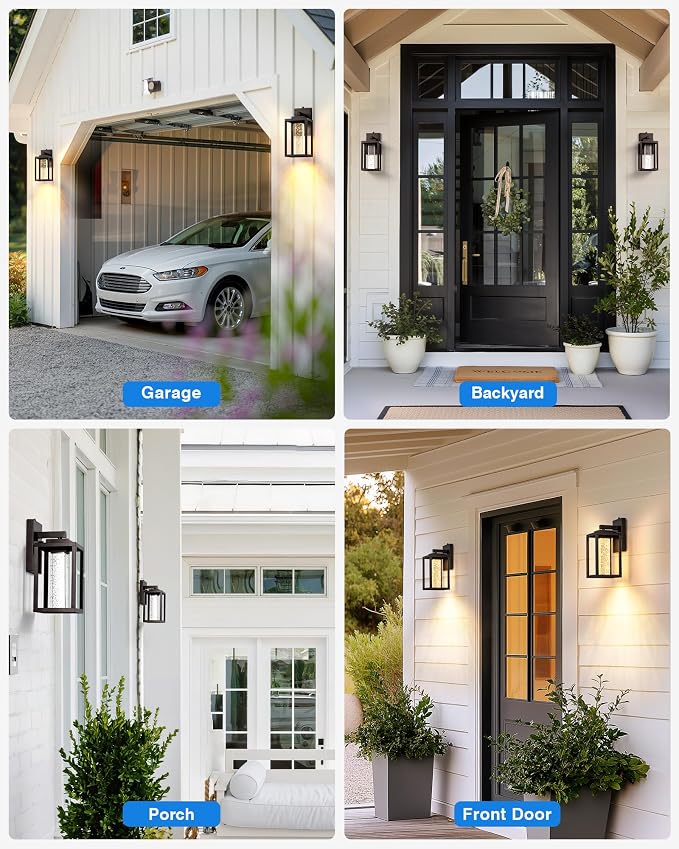 VIANIS Oil Rubbed Bronze Dusk to Dawn Outdoor Light Fixture for House, Farmhouse Exterior Wall Sconce Lantern for Porch, Anti-Rust Outside Garage Lights Wall Mount with Integrated 10W LED Light Source