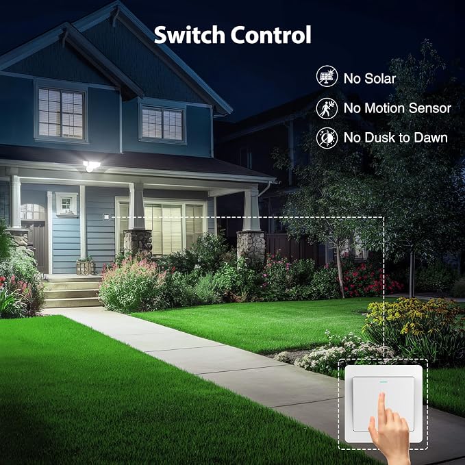 Onforu 90W Flood Lights Outdoor, 10000LM Ultra Bright 4-Head LED Security Light with Switch Control, IP66 Waterproof 6500K Exterior Lights for Yard Garage Patio