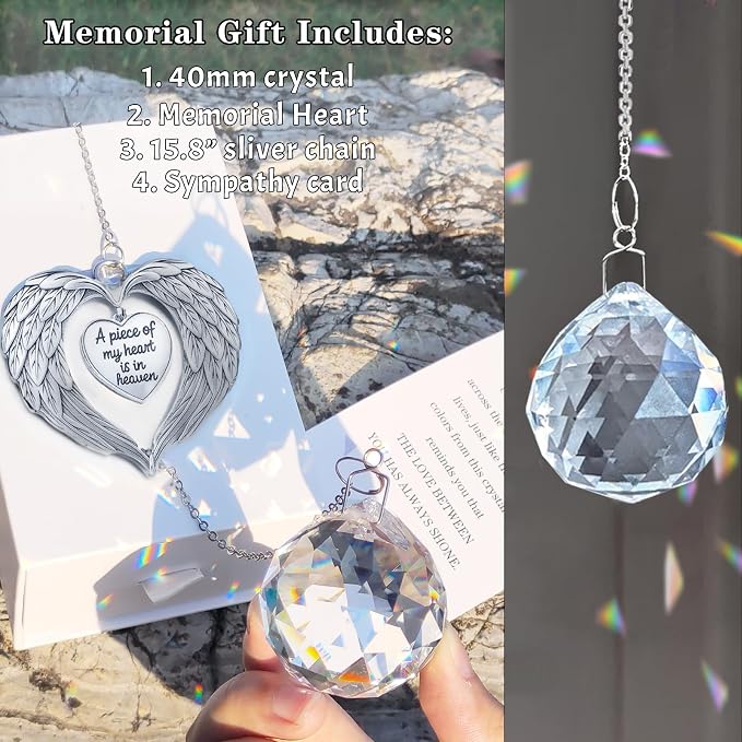 Memorial Sympathy Gifts for Loss of Loved One, in Memory of Loved One Gifts, Bereavement Remembrance Grief Gift for Loss of Mom Husband Son Daughter Dog, Christmas Memorial Suncatcher