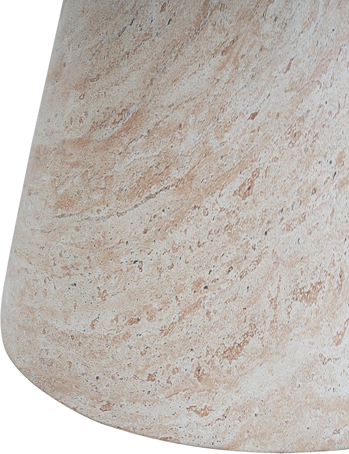Outdoor Side Table 17.75" Hourglass Shape Concrete Side Table, Patio Tables for Outside Decorative Garden Stools, No Assembly Accent Table for Patio Porch Living Room, Beige