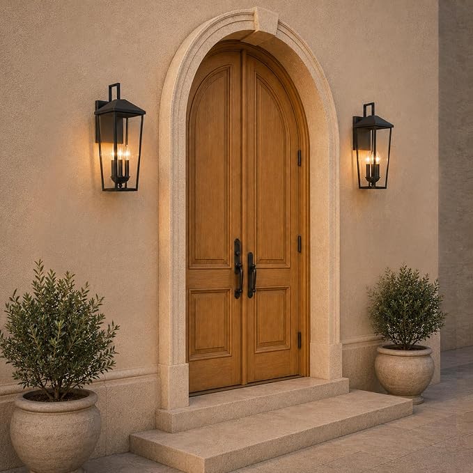Outdoor Wall Lights Exterior Porch Sconces | Black, 22.5” Patio Wall Lighting Fixtures, Clear Glass,E12,Water Proof, for House,Yard,1 Pack