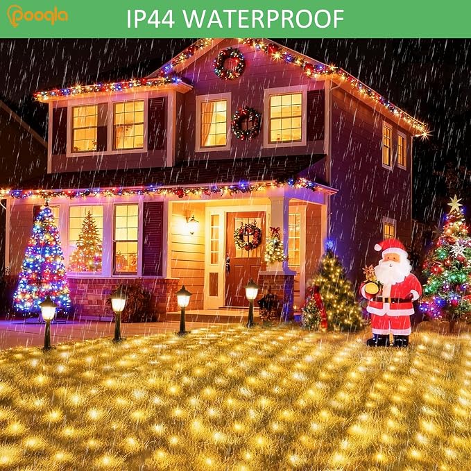 Solar Net Lights, 10x10ft 280LED Gazebo Net Lights Outdoor with 8 Modes, Solar & USB Powered Waterproof String Lights Clear Wire, Chandelier for Pergolas, Patio, Bush, Backyard Decor Warm White