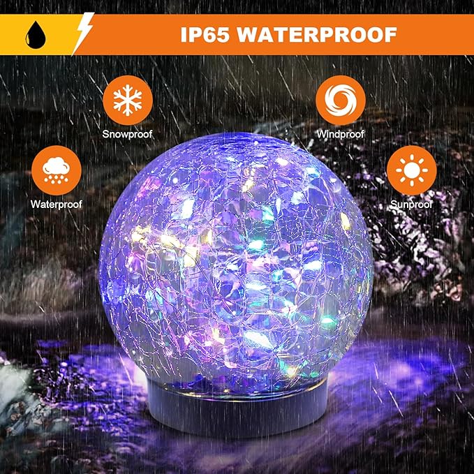 MLKNK Solar Globe Lights Outdoor Waterproof-Solar Balls-Solar Garden Lights-Orbs for Outside 4 Pack Cracked Glass Ball for Lawn Patio Yard Backyard Decorations | Solar Globe Lights for Outside 6 Pack Cracked Glass Ball for Lawn Patio Yard Backyard Deco...