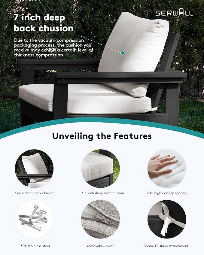 SERWALL HDPE Outdoor Sectional with Ottoman & Coffee Table