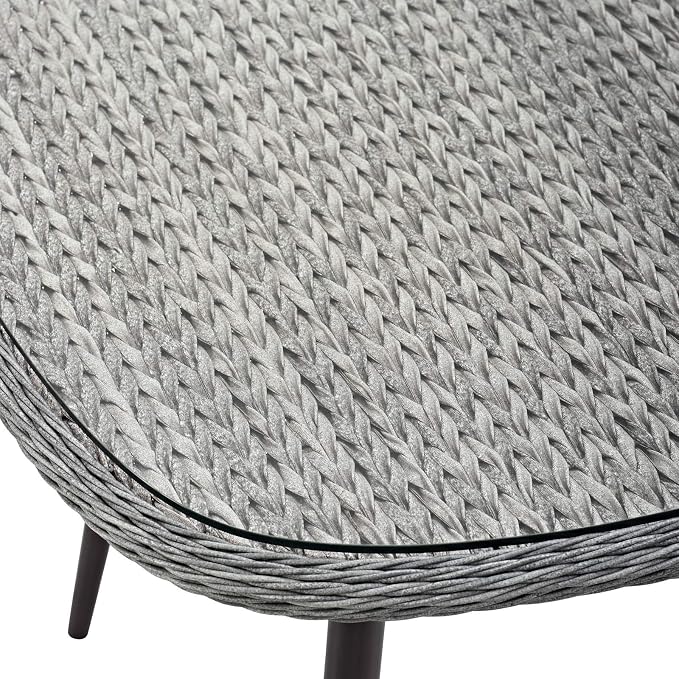 Modway Endeavor Wicker Rattan Aluminum Glass Outdoor Patio 36" Square Dining Table in Gray