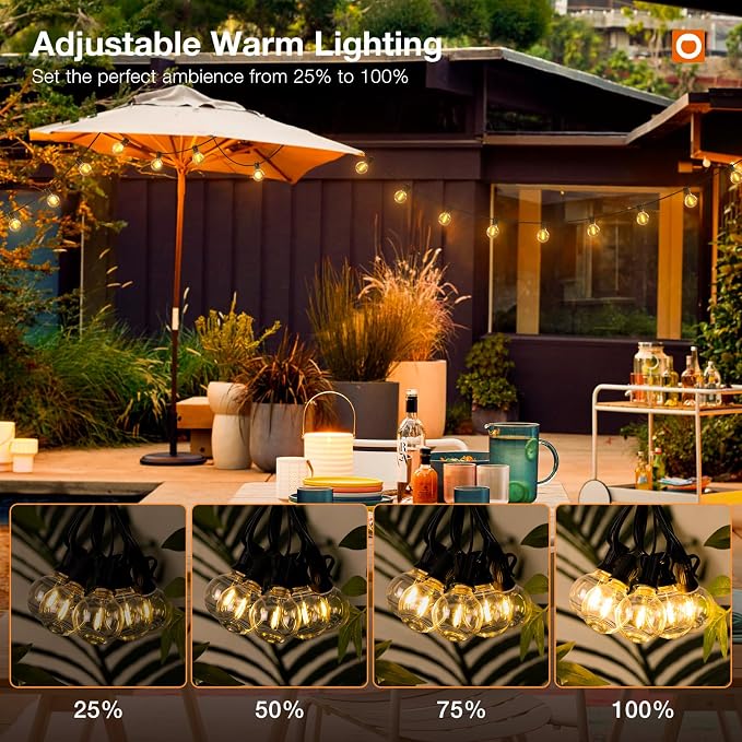 addlon 200FT Outdoor String Lights G40 LED Remote Dimmable Waterproof | Shatterproof Globe Bulbs Dimmable, Hanging Patio Lighting for Outside Backyard Garden Deck Balcony Porch Cafe Bistro Pergola