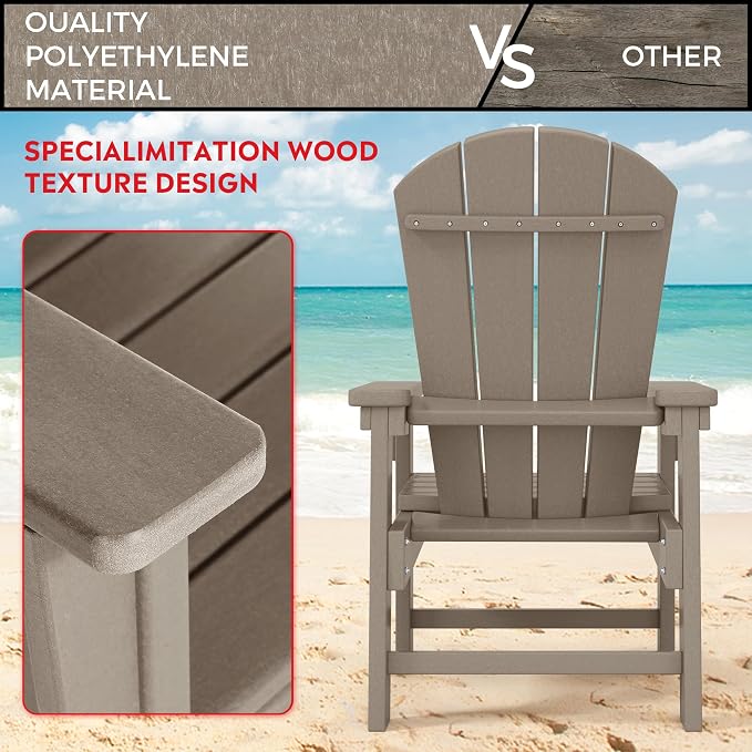 Costaelm Paradise Kids 5-Piece HDPE Outdoor Square Patio Dining Table and Chairs Set, Weathered Wood