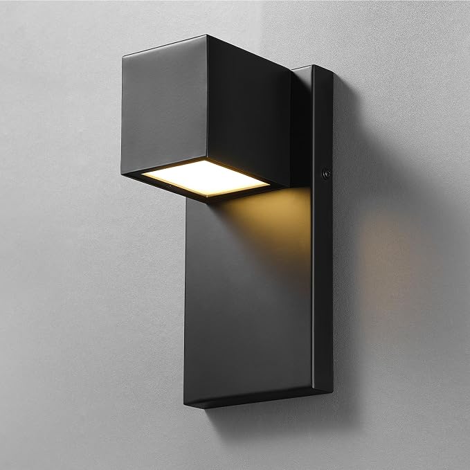 Globe Electric 17W Integrated LED Outdoor Wall Sconce, Matte Black, 650 Lumens, 2700K, Dimmable, Weather Resistant, 60000124