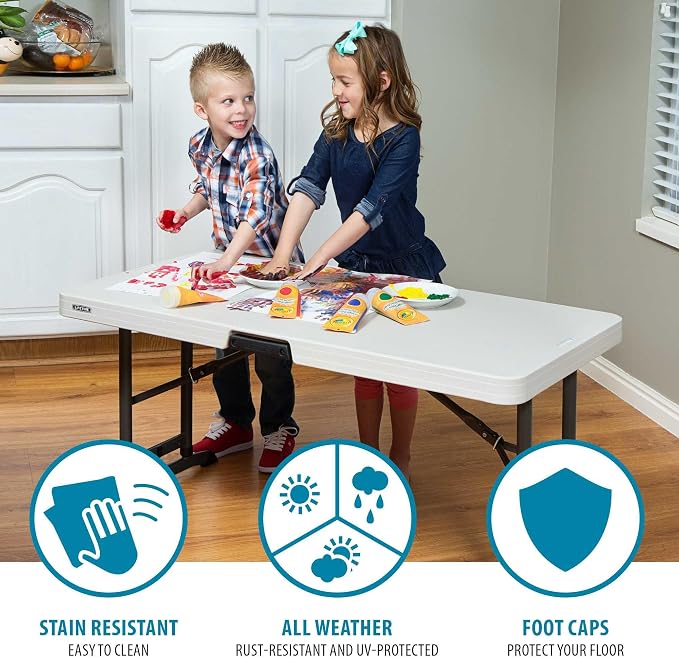 LIFETIME 80387 4-Foot Commercial Adjustable Folding Table, Almond