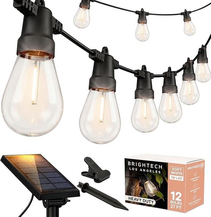 Brightech Ambience Pro Solar String Lights, Commercial Grade 27 ft