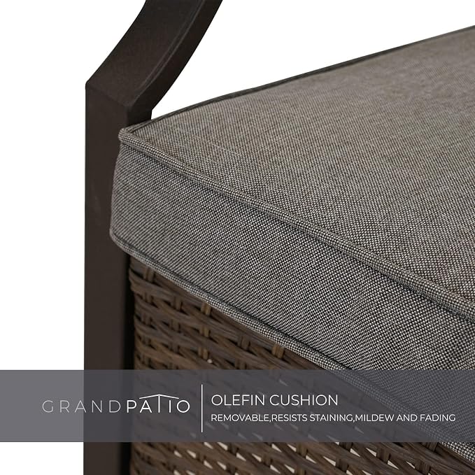 Grand patio 5-Piece Outdoor Furniture Sets Wicker Outdoor Patio Chairs with Olefin Cushions Ottomans and Coffee Table for Balcony Backyard Garden Poolside- Gray