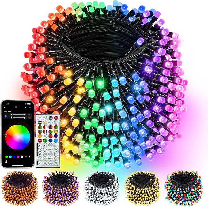 400LED Smart RGB Color Changing String Lights 144FT Orange Fall Light App | Music Sync, Multi Colors and Modes, Timer, Waterproof Twinkle Light Outdoor with Remote for Christmas Halloween Fall Decor
