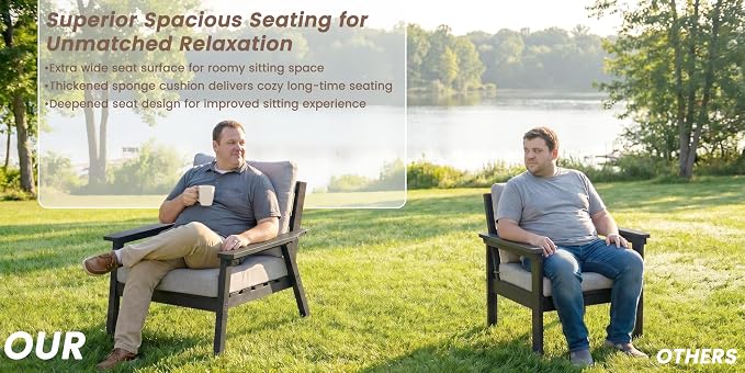 Ayge HDPE Patio Furniture Set, 7 Piece Sectional Outdoor Furniture Set, All Weather Outdoor Couch Set Patio Conversation Set for Deck, Lawn, Black