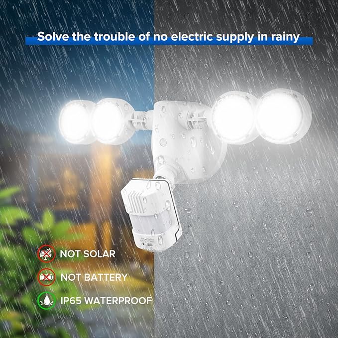 SANSI 40W 5000 LM LED Motion Sensor Outdoor Lights | 5000K Daylight Super Bright, Dusk to Dawn, Security Lights, Flood Light Outdoor, Garage, Yard, IP65, 72FT, ETL Listed