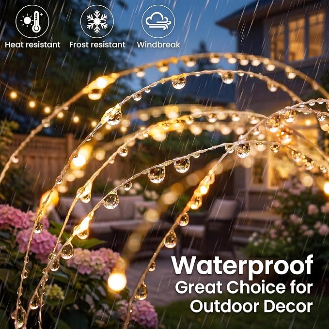 btfarm 3 Pack Solar Garden Lights Outdoor, 8 Modes Firework Lights Outside | 120LED, Waterproof Fairy Twinkle Light Solar Powered for Yard Christmas Pathway Lawn Pool Patio Decorative, Warm White