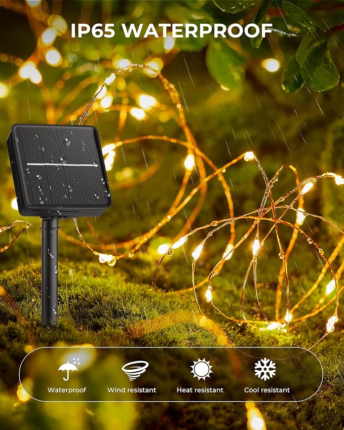 Brightown Solar String Lights, 2 Packs Total 66Ft 200 LED Solar Fairy Lights with 8 Modes, Waterproof Solar Lights for Outside Patio Yard Tree Wedding Christmas(Warm White) | Waterproof Twinkle Lights Outdoor & Indoor Solar Lights for Outside Patio Yar...