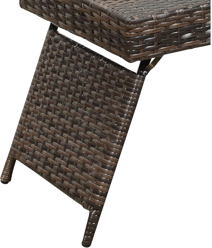 Portable Folding Wicker Table, Brown - Wood Lightweight & Outdoor Use Ready