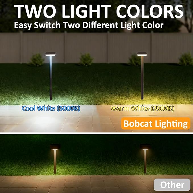 Bobcat Solar Pathway Lights Outdoor Super Bright 300 lumens with 2-in-1 Warm White and Daylight Color Modes, Solar LED Lights Outdoor Waterproof for Path, Sidewalk, Driveway or Walk Way Light(4 Pack)