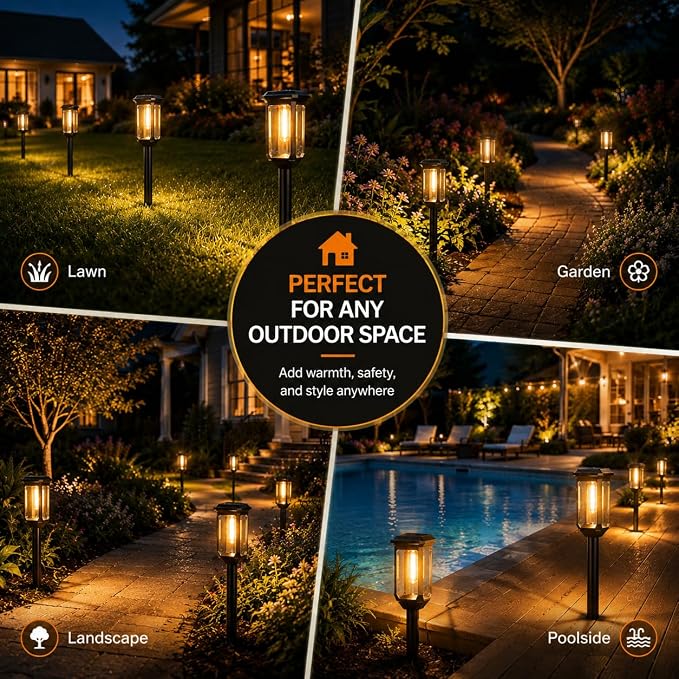 Tenmiro Solar Pathway Lights Outdoor 8 Pack, Bright Solar Garden Lights | IP65 Waterproof Shatterproof, Auto On/Off Landscape Lighting for Yard Lawn Patio Walkway Driveway Decor 3000K