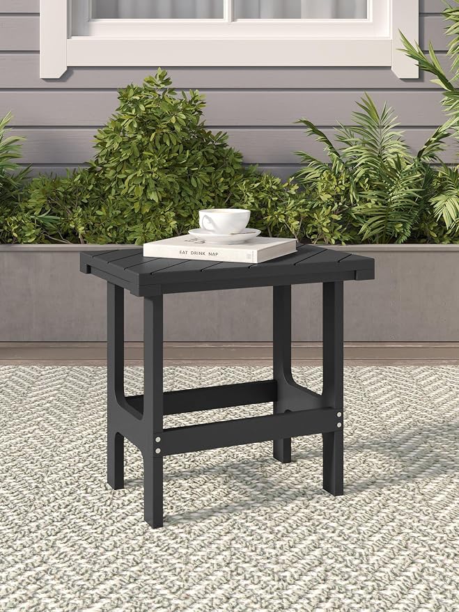 Outdoor Side Table, Slate Grey – Durable Recycled Plastic Table, All-Weather