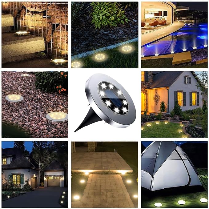 4.6 Inch Diameter Solar Ground Lights, Waterproof Solar Garden Lights, Outdoor Garden Waterproof Bright in-Ground Light, Landscape Lighting for Pathway,Yard,Lawn,Patio,Walkway (12 Pack Warm Light)