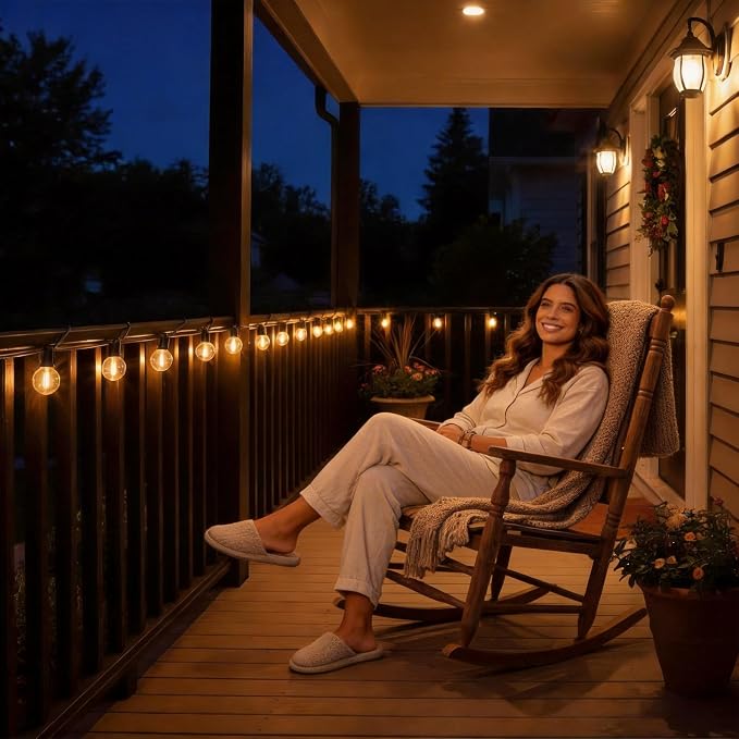RTTY Outdoor String Lights 50 FT, Patio Light 26pcs Waterproof LED Bulbs | Shatterproof G40 Bulbs,Dimmable Connectable Outside Hanging Globe Lighting for Cafe, Bistro, Market, Balcony, Porch
