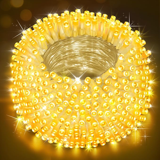 Christmas Lights Outdoor, 403FT 1000 LED String Lights 8 Modes and Timer Memory Function Twinkle Fairy Lights IP44 Waterproof Plug in for Xmas Tree Wedding Party Holiday Decor(Warm White)