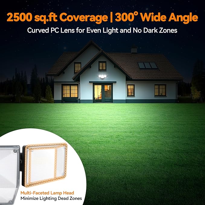 85W 10000LM Dusk to Dawn Outdoor Lighting, 4-Head Super Bright LED Flood Light, 5000K Daylight, IP65 Waterproof Hardwired Exterior Security Light for House Garage, Yard, Backyard (Black)