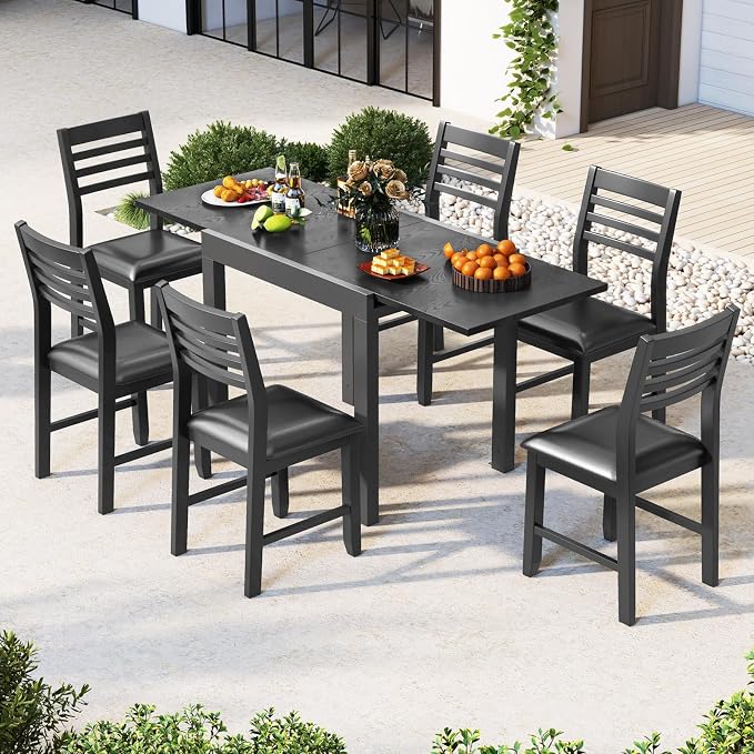 Giantex Expandable Aluminum Dining Table for 4-6 People, 31.5”-63” Extendable Patio Table, Adjustable Rectangular Bistro Table, Outdoor Dining Furniture for Garden, Deck & Poolside