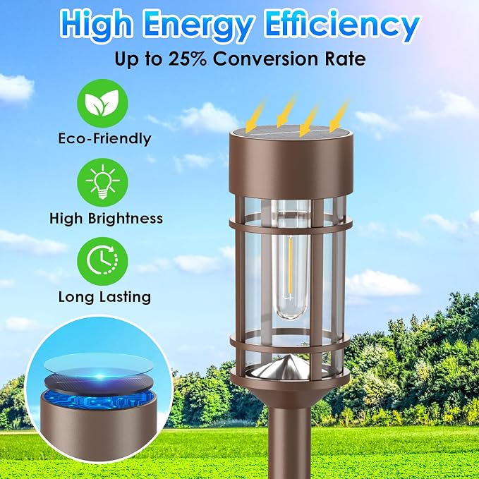 Mancra 8 Pack Solar Outdoor Lights, Bright Up to 12 Hrs Solar Lights for Outside, Waterproof Solar Garden Lights for Patio, Yard and Landscape, Brown