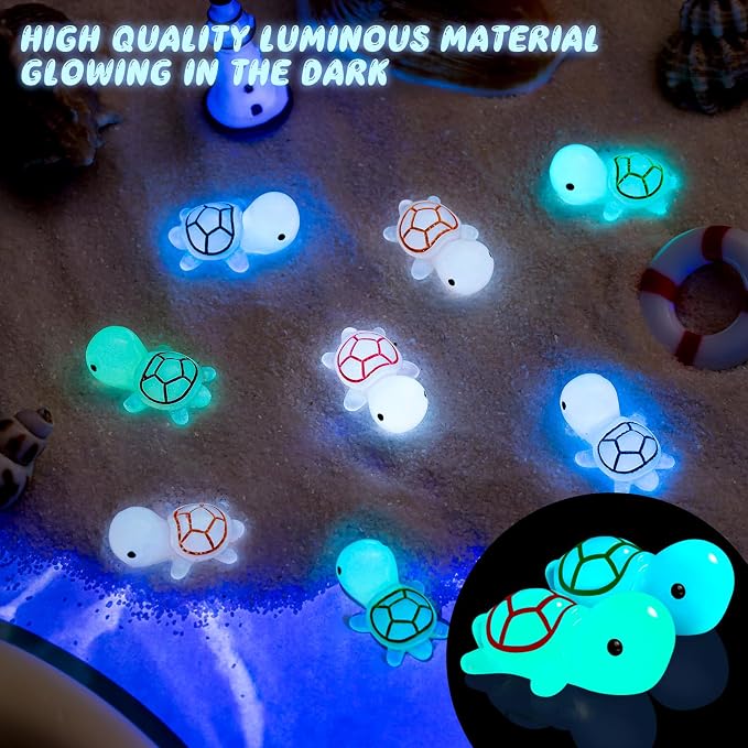 50PCS Luminous Mini Resin Sea Turtles Figurines Cute Tiny Turtles for Micro | Mini Resin Sea Turtles, Sea Turtles Figurines Glow in The Dark, Cute Tiny Turtles Bulk, Cake Toppers Ocean Theme DIY Hidden