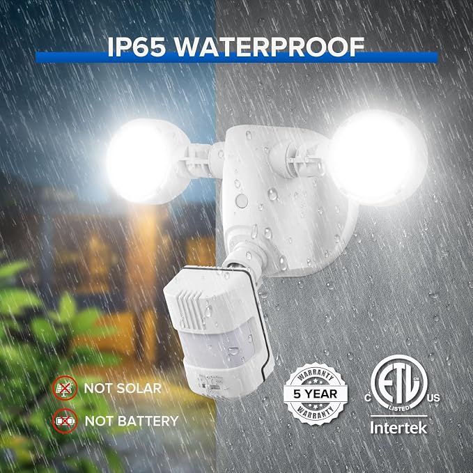 SANSI Upgraded 25W 3000LM Motion Sensor Outdoor Lights, Security Light | 5000K Dusk to Dawn Flood Lights Outdoor, 320 Wide Angle, 4 Modes, IP65, Super Bright Wired Not Solar, Garage Yard Patio