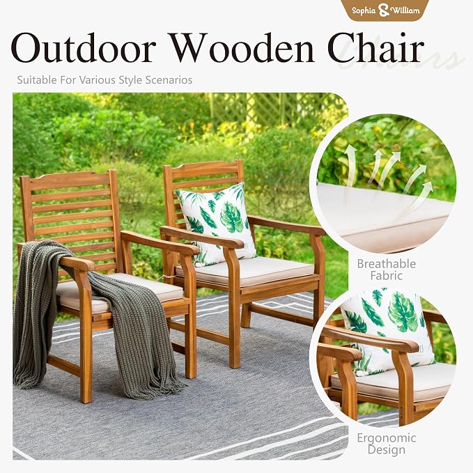 Sophia & William 9pc Outdoor Dining Set, Acacia Wood/Expandable Table | Acacia wood, seat cushions,weather-resistant rattan,breathable