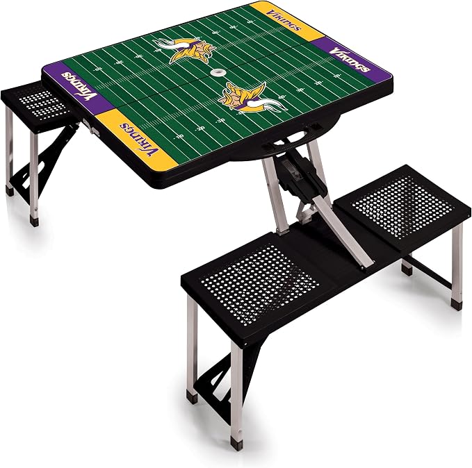 PICNIC TIME NFL Picnic Table Portable Folding Table with Seats and Umbrella