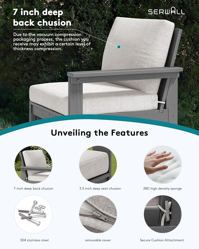 SERWALL HDPE Outdoor Couch with Coffee Table