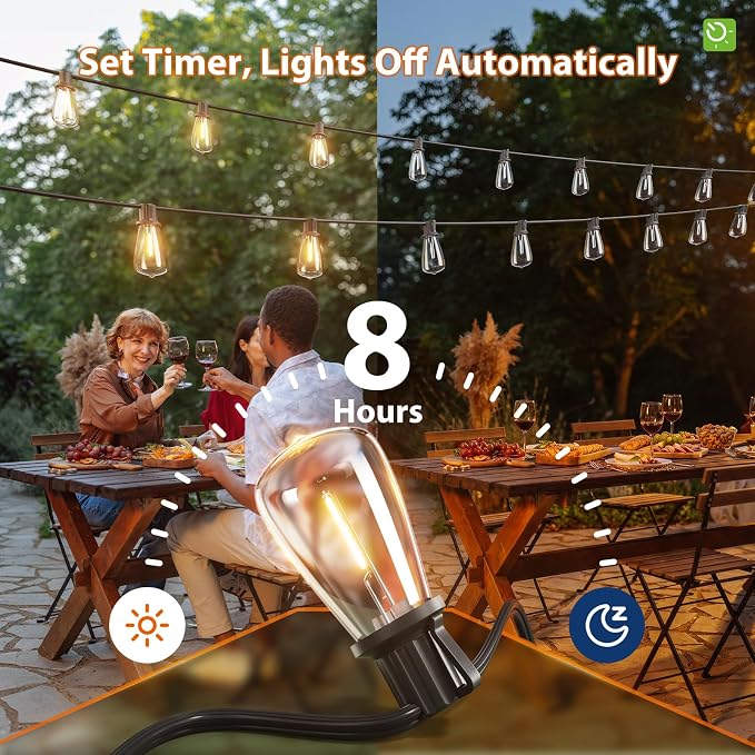KYY 54(48+6) FT Solar String Lights Outdoor with USB Port Remote | Waterproof and Shatterproof Patio with Solar Powered Panel, LED Vintage Edison Bulbs, Heavy-Duty and UL Listed Market Lights